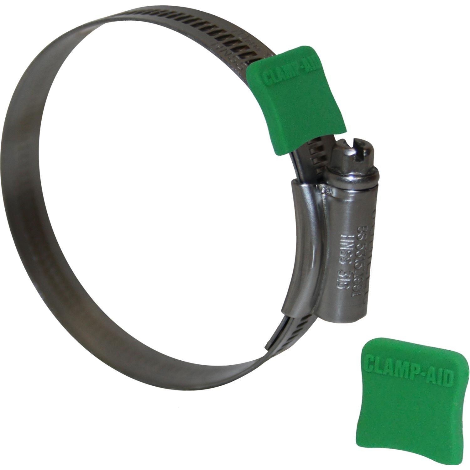 Green Industrial Safety Protectors caps for Worm drive hose clamps by CLAMP-AID 