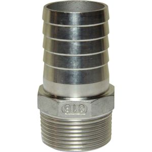 AG Stainless Steel 316 Hose Tail (1-1/4" BSPT Male to 38mm Hose)