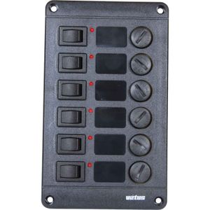 Vetus P6F12 Vertical Switch Panel 6 Way (12V / Fused)