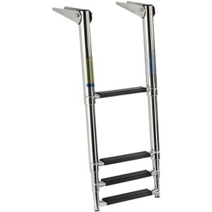4Dek Stainless Steel Telescopic Ladder (1156 x 394mm / 4 Black Steps)