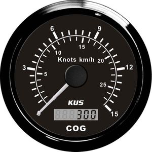 KUS GPS Speedometer Gauge 15 Knots (Black Bezel and Dial)
