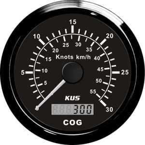 KUS GPS Speedometer Gauge 30 Knots (Black Bezel / Black Dial)