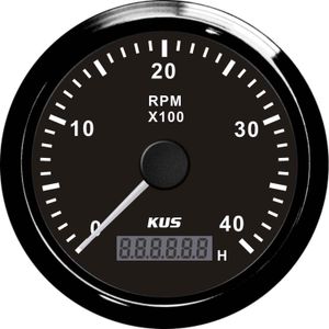 KUS Tachometer Gauge with Hourmeter (4000RPM / Black)