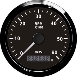 KUS Tachometer Gauge with Hourmeter (6000RPM / Black)