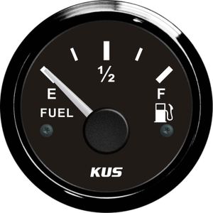 KUS Fuel Level Gauge with Black Stainless Bezel (Euro Resistance)