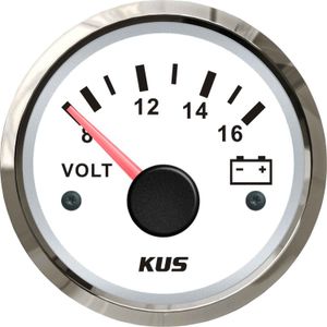 KUS Voltmeter Gauge with Stainless Steel Bezel (12V / White)