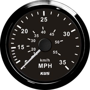KUS Mechanical Speedometer Gauge 35MPH (Black Bezel & Dial)