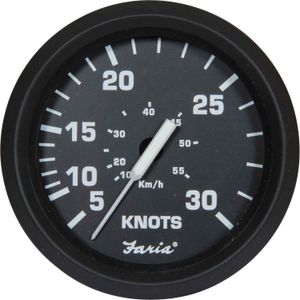 Faria Speedometer in Euro Black (For Mechanical Pitot Tube / 30 Knots)