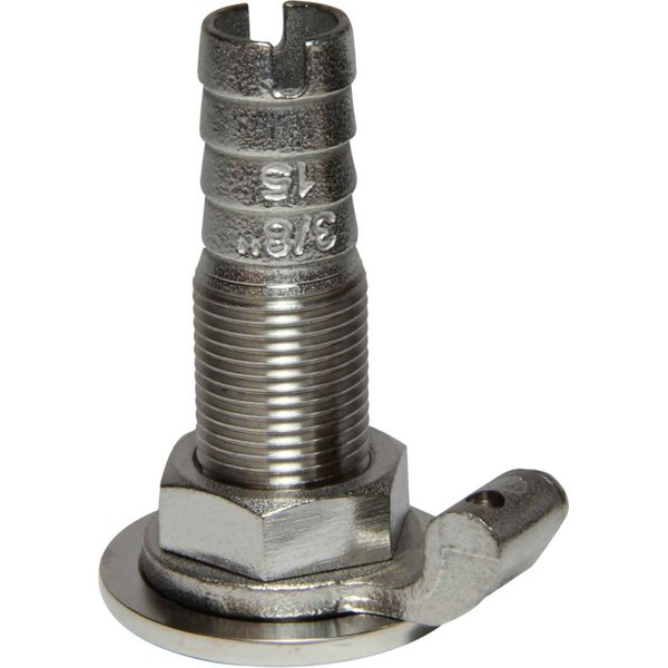 Seaflow Stainless Steel 316 Skin Fitting (3/8" BSP, 15mm Hose Tail)