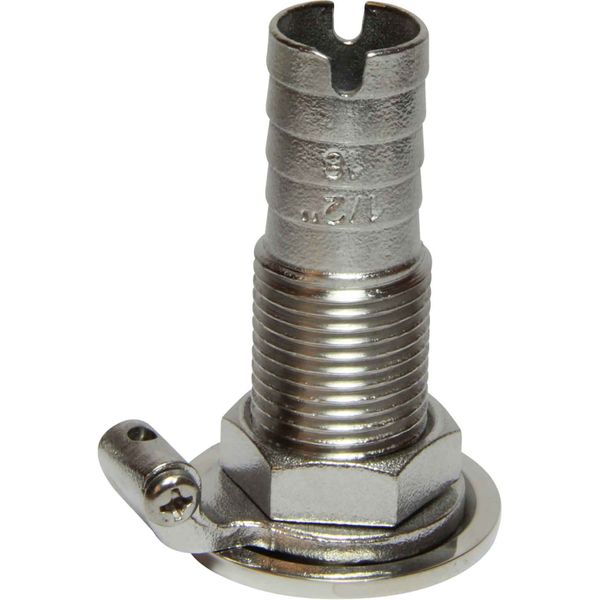 Seaflow Stainless Steel 316 Skin Fitting (1/2" BSP, 18mm Hose Tail)