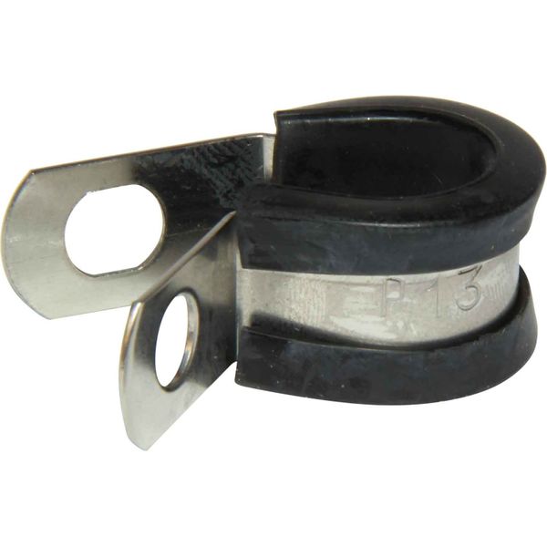 10 Marine Grade Stainless Steel Rubber-Lined P-Clip 13mm Hose Pipe Clamp M6 Hole 