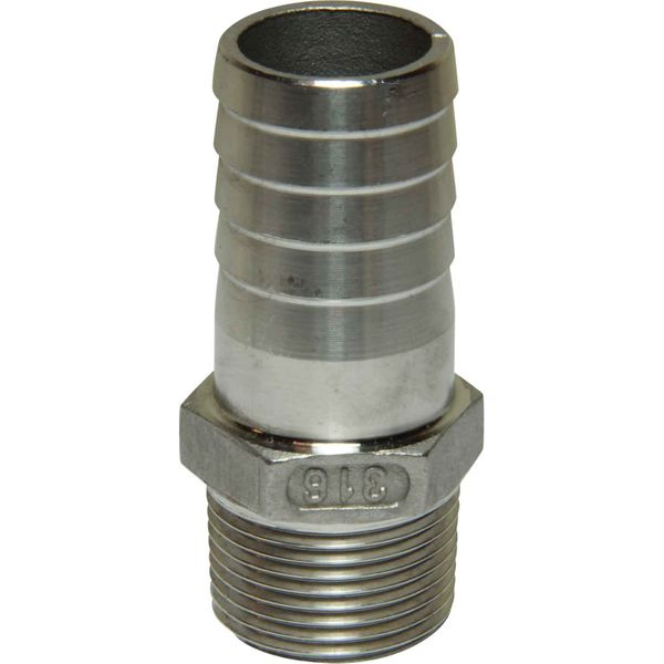 Male Hose Tail Adaptor Threaded BSP Pipe Fittings Stainless Steel 316 