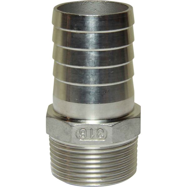 Seaflow Stainless Steel 316 Hose Tail (1-1/4" BSPT Male to 38mm Hose)