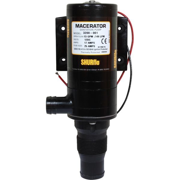 SHURflo Macerator Waste Pump (12V / 49 LPM / 1-1/2" In / LH 1" Out)