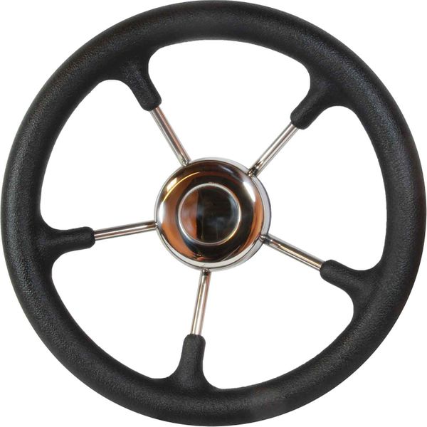 Osculati Stainless Steel Steering Wheel (Black Padded Rim / 320mm)