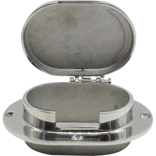 4Dek Stainless Steel Oval Hawsehole with Hinged Cover (137mm x 100mm)