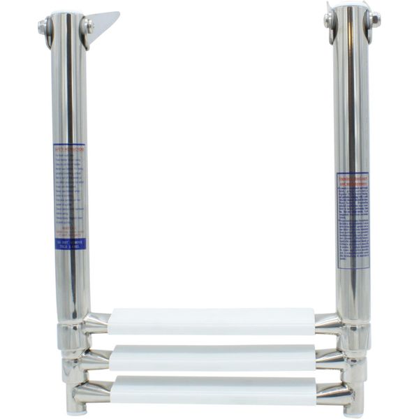 4Dek Stainless Steel Telescopic Ladder (889mm x 300mm / 3 White Steps)