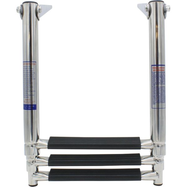 4Dek Stainless Steel Telescopic Ladder (889mm x 300mm / 3 Black Steps)