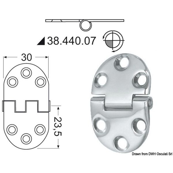 4Dek Stainless Steel Hinge (47mm x 30mm / Reversed Pin)