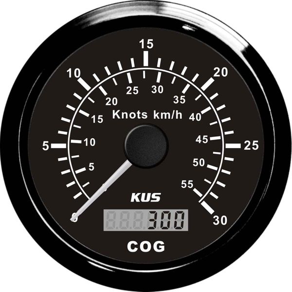KUS GPS Speedometer Gauge 30 Knots (Black Bezel / Black Dial)