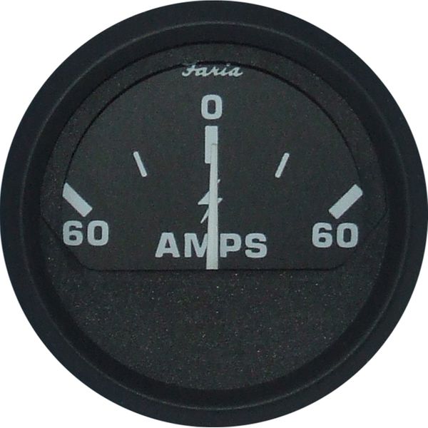 Faria Beede Ammeter Gauge 60-0-60 (Aluminium Bezel / Euro Black)
