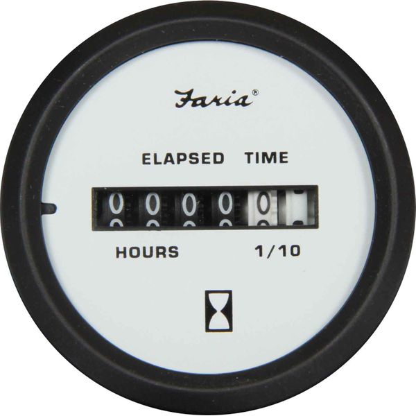 Faria Beede Hourmeter Gauge in Euro White Style (12V / 24V)