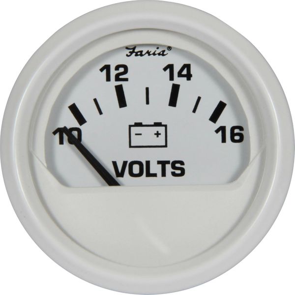 Faria Beede Voltmeter Gauge in Dress White Style (12V)