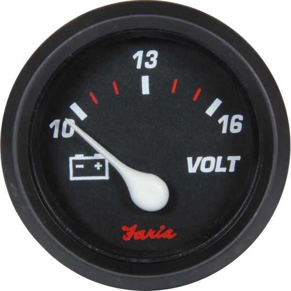 Faria Beede Voltmeter Gauge in Professional Red Style (12V)