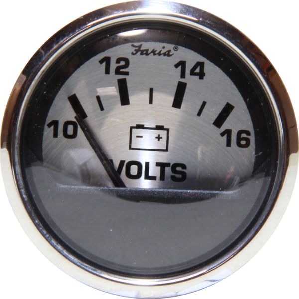 Faria Beede Voltmeter Gauge in Spun Silver Style (12V)