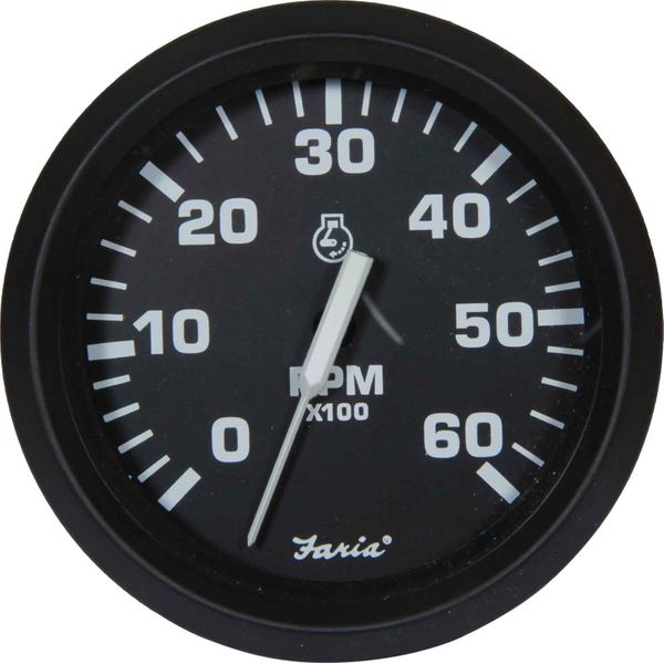 Faria Beede Tachometer in Euro Black Style (6000RPM / Petrol Inboard)