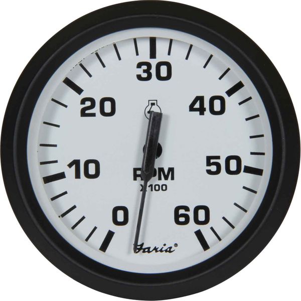 Faria Beede Tachometer in Euro White Style (6000RPM / Petrol Inboard)