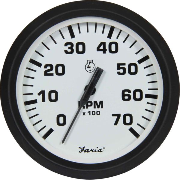 Faria Beede Tachometer in Euro White Style (7000RPM / Petrol Outboard)