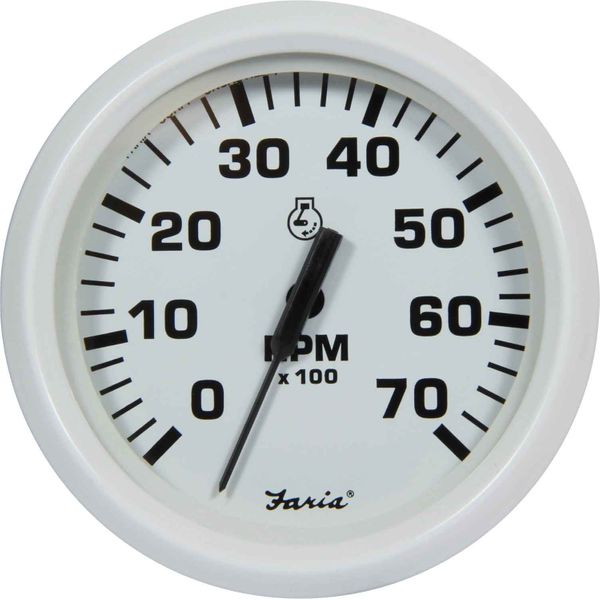 Faria Beede Tachometer in Dress White (7000RPM / Petrol Outboard)