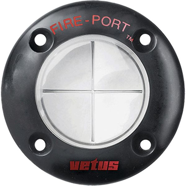 Vetus Black Fire Port with Straight Hose Adaptor (38mm Cutout, 76mm OD)