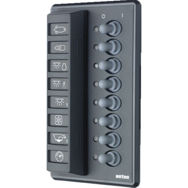 Vetus P8FA Vertical Switch Panel 8 Way (12V/24V / Auto Fuses)