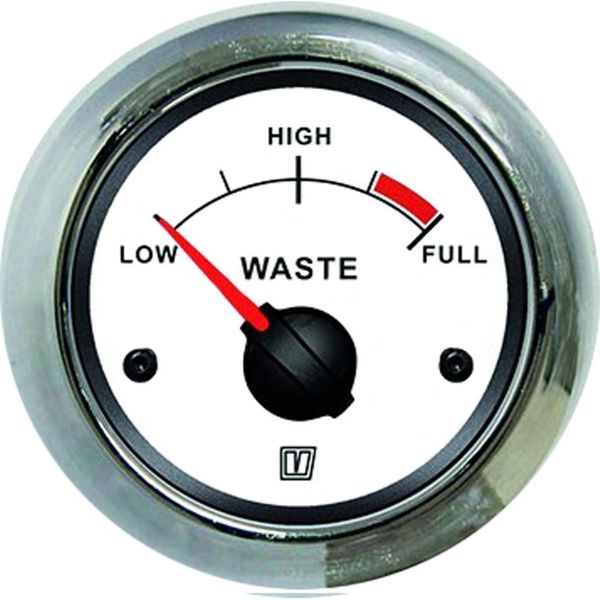 Vetus WASTW Waste Water Level Gauge (52mm Cut Out / White)