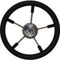 Osculati Stainless Steel Steering Wheel (Black Padded Rim / 350mm)