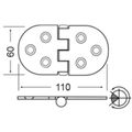 Osculati Stainless Steel Heavy Duty Hinge (110 x 60mm / Reversed Pin)