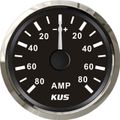 KUS Ammeter Gauge -80-0-80 Amps (Stainless Steel Bezel / Black Dial)