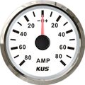 KUS Ammeter Gauge -80-0-80 Amps (Stainless Steel Bezel / White Dial)