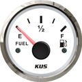 KUS Fuel Level Gauge with Stainless Bezel (White / Euro Resistance)