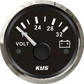 KUS Voltmeter Gauge with Stainless Steel Bezel (24V / Black)