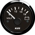 KUS Voltmeter Gauge with Black Stainless Steel Bezel (12V)
