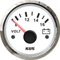 KUS Voltmeter Gauge with Stainless Steel Bezel (12V / White)