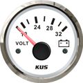 KUS Voltmeter Gauge with Stainless Steel Bezel (24V / White)