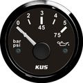 KUS Oil Pressure Gauge 5 Bar (Black Bezel / Black Dial)