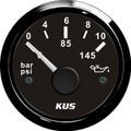 KUS Oil Pressure Gauge 10 Bar (Black Bezel / Black Dial)